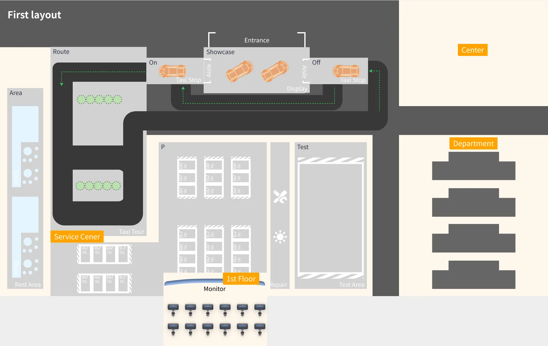 First layout for autonomous driving animation