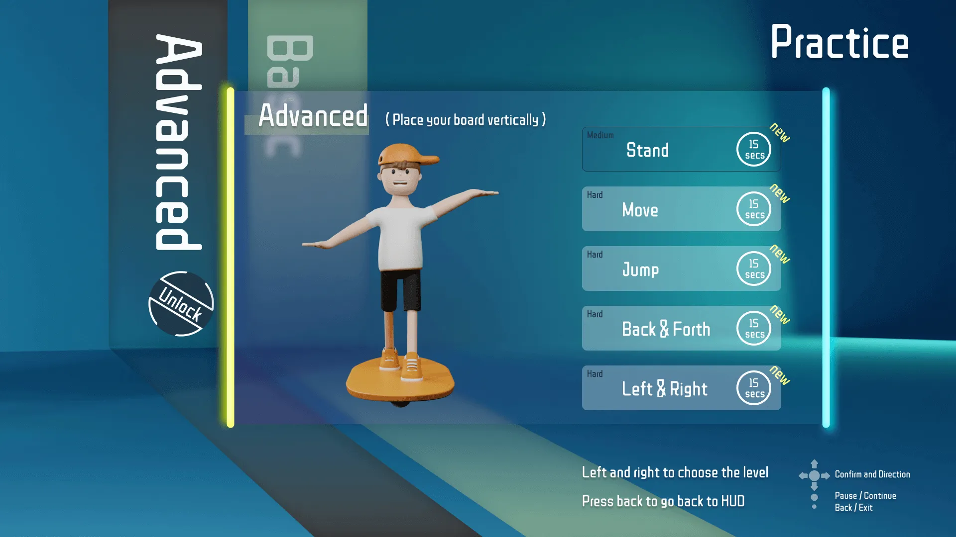 Practice instruction screen