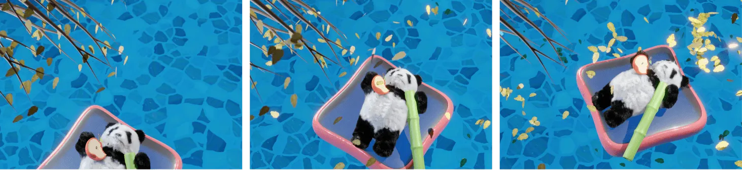 Floating panda animation scene