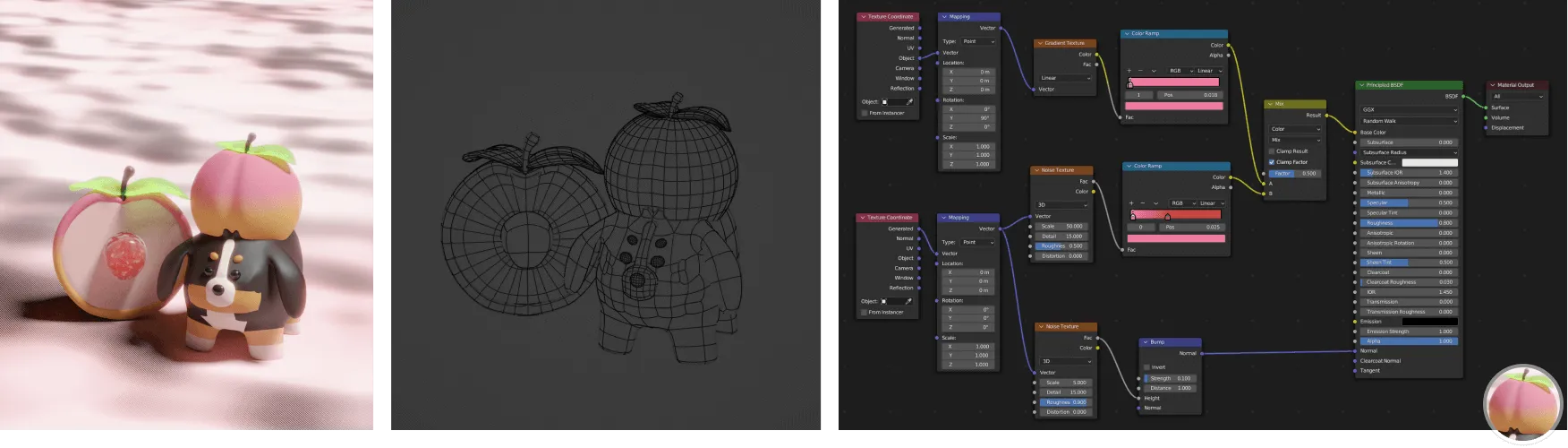Fruit dog modeling details