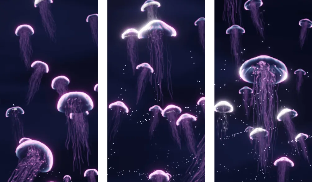 Jellyfish animation underwater scene