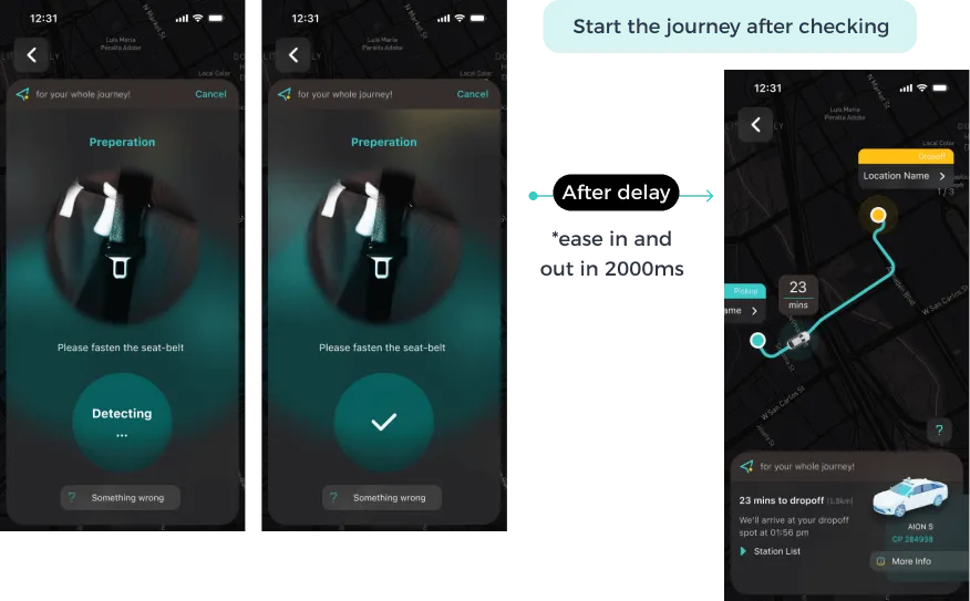 Seatbelt detection interface