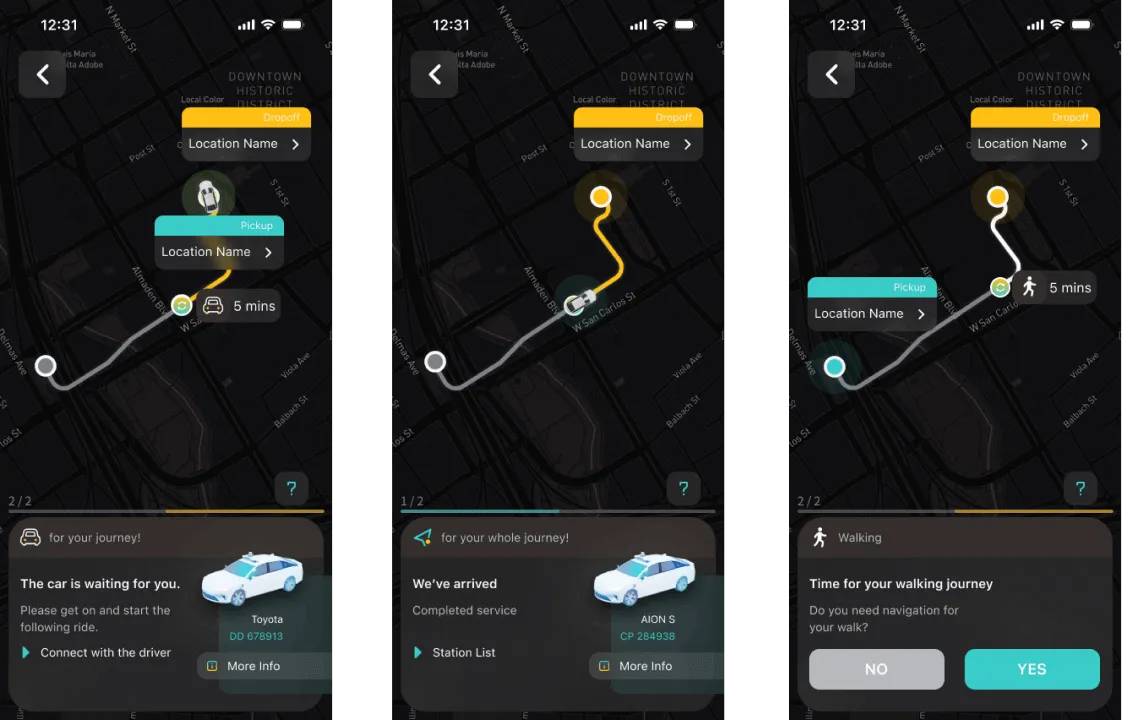 Transfer guidance interface